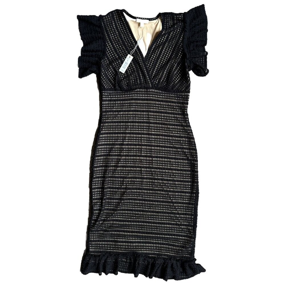 Max Studio‎ Dress Womens S NEW Black Sleeveless Ruffle Top Dress Mesh Homecoming